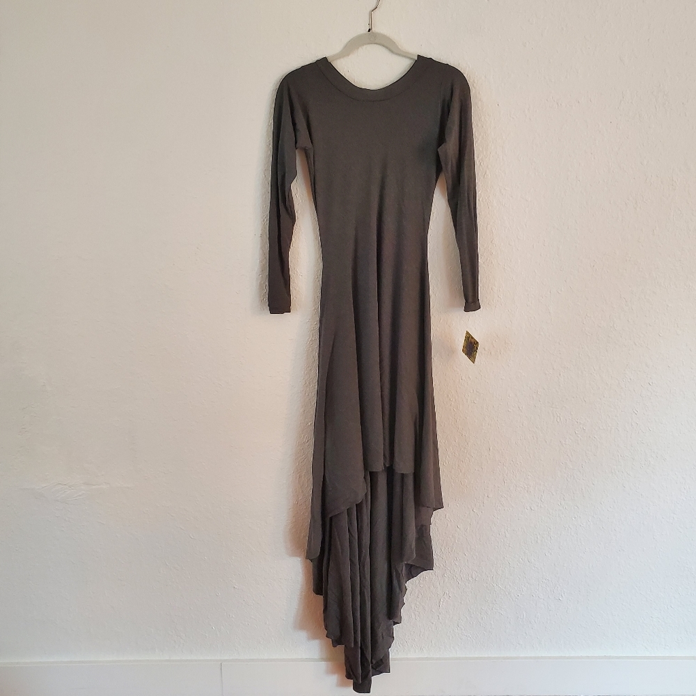 High low long sleeve jersey dress